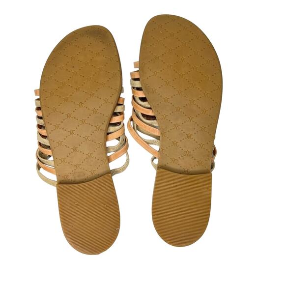 Johnston & Murphy tan gold sueded leather braided slip on toe loop sandals 10 - Picture 10 of 11